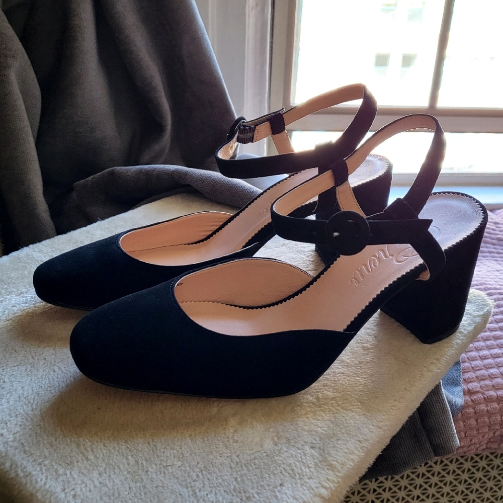 J Crew Maisie ankle-strap pumps in suede 8 1/2 Black